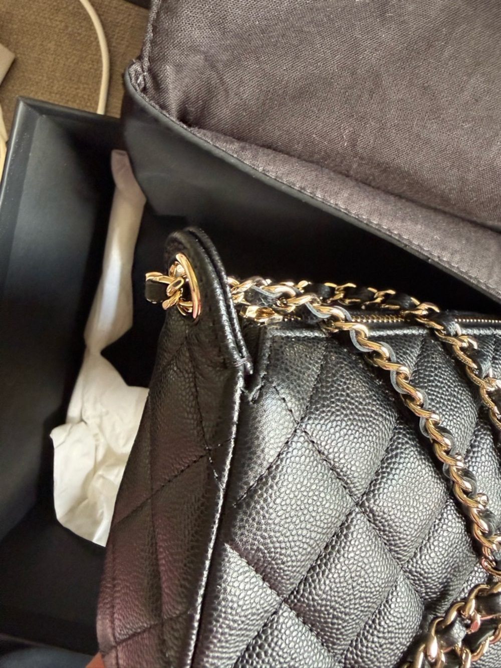 CHANEL Black Quilted Shoulder/Crossbody Bag with Gold Chain - Picture 10 of 16